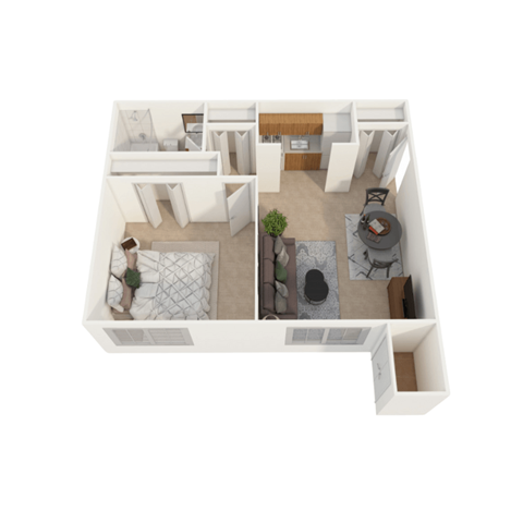 Floor plan for 1 bed, 1 bath, 528 sqft
